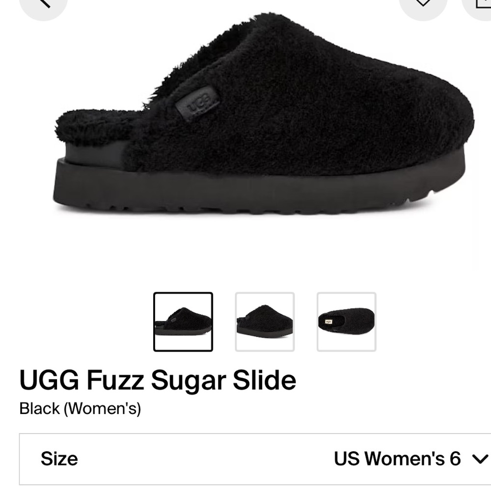 UGG Black Fuzz Sugar Slide size 6 - only worn inside. Sold out everywhere!